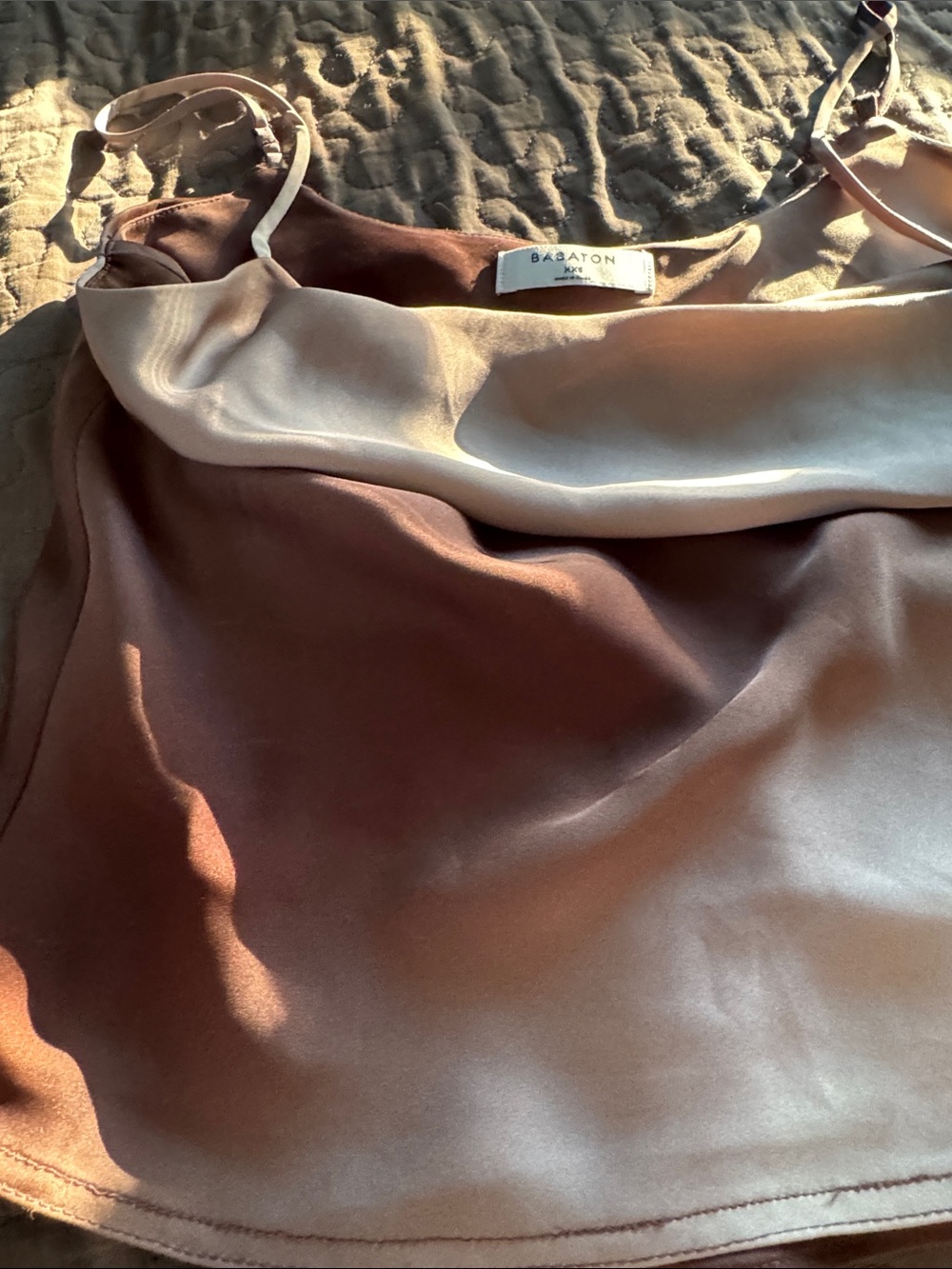Babaton Satin Cowl Neck Camisole in Taupe/Light Taupe - Picture 2 of 5